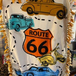 Handcrafted fleece Route 66 Themed Fleece Blanket